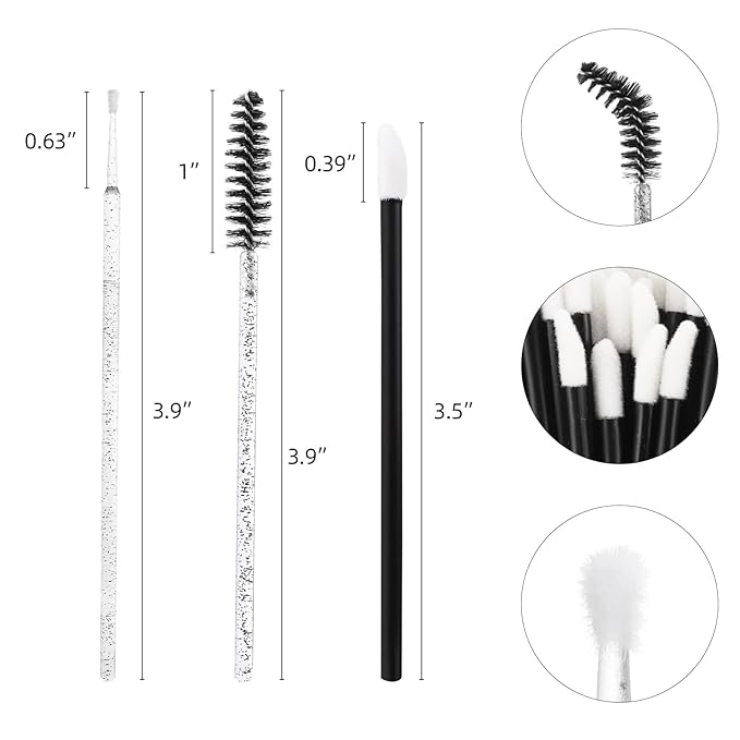 1500 Pcs Eyelash Extension Supplies Kit, 500 Spoolies Mascara Wands 500 Lip Brushes 500 Micro Swabs Black, Disposable Eyelash Brushes Makeup Applicator Tool with 3 Reusable Containers