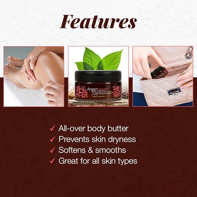 Body Drench Argan Oil Skin Moisturizer, Body Butter, Deeply Hydrating Body Cream for Dry Skin, Nourishing Moisturizer with Argan Oil for Soft, Smooth Skin, Luxurious Skincare, 8 oz, 1-Pack