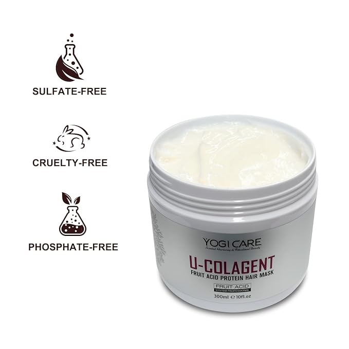 U-COLAGENT Fruit Acid Collagen Protein Hair Mask – Deep Nourishing Treatment for Dry, Damaged Hair – Strengthen, Repair, and Restore – Suitable for All Hair Types 300ml / 10 fl.oz