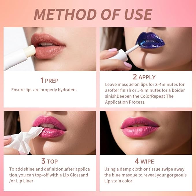 Matte Liquid Lip Gloss Peel Off Masque - Peel Off Lip Stain Tattoo, Long Lasting Waterproof Transfer-proof Lip Mask Lip Stain Peel Off Lip Gloss, Peel Off Lip Tint for Lip Makeup 03#+08#