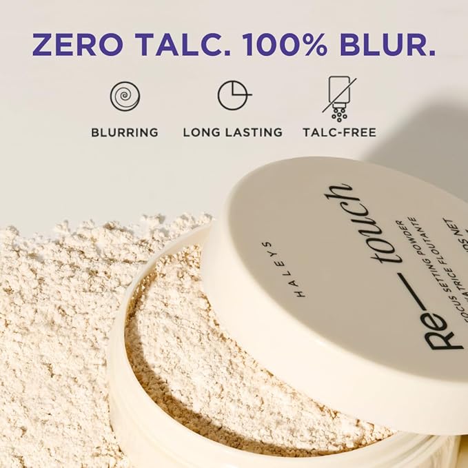 HALEYS Re-touch TALC-FREE Translucent Setting Powder: Blurring, Brightening, Long-Lasting, Oil Control, Matte Finish, Vegan+Talc-free for Sensitive Skin, Travel-Friendly, For All Skin Tones + Types