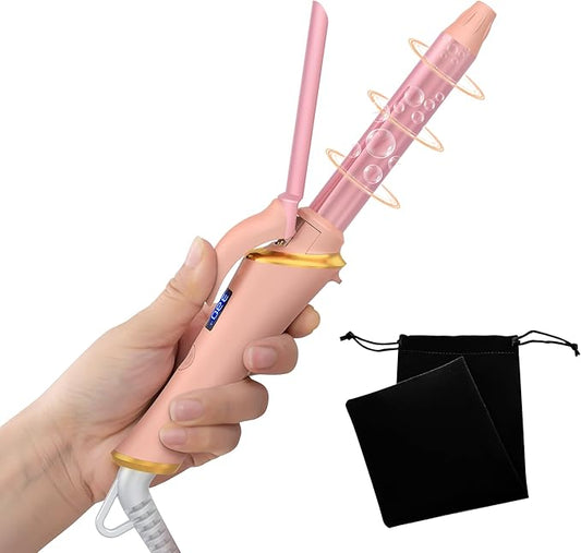 Ukliss Mini Curling Iron for Short Hair, Creates Perfect Tight Ringlets & Bangs, Fast Heat 30s, 5 Temp Settings, Dual Voltage, Auto Shut-Off & Anti-Scald Tip, Travel Friendly (Pink, 3/4 Inch)