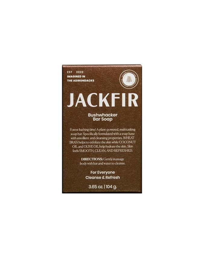 Jackfir The Bushwhacker Bar Soap, Organic Soap for Men, Hydrating Coconut and Olive Oil Helps Moisturize the Skin, Exfoliating Wheat Bran, EWG Verified, For All Skin Types, 3.65 oz