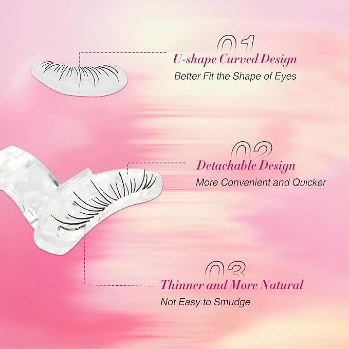 Natural Eyelash Stamp Lower Waterproof - Bottom Eyelash Stamp with Refill, Lower Lash Stamper with Waterproof, Black-Brown Lash Stamper, 3 Styles Natural Look, 48H Long Lasting 01(D91+C62+X28)