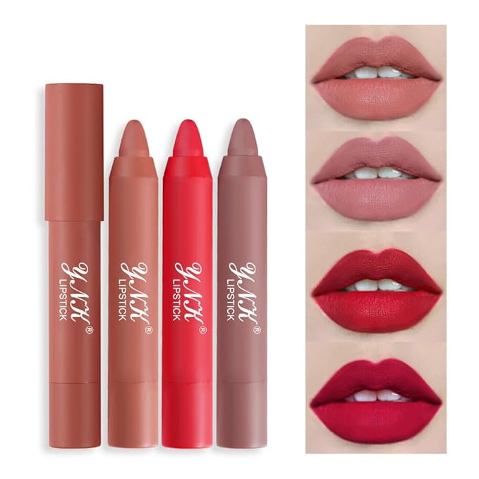 6PCS Matte Lipstick Pen Set – Long Lasting Lip Balm Crayon, Soft Smooth Lip Color, Non-Sticky Velvet Finish, Moisturizing Lip Crayons for Women & Girls