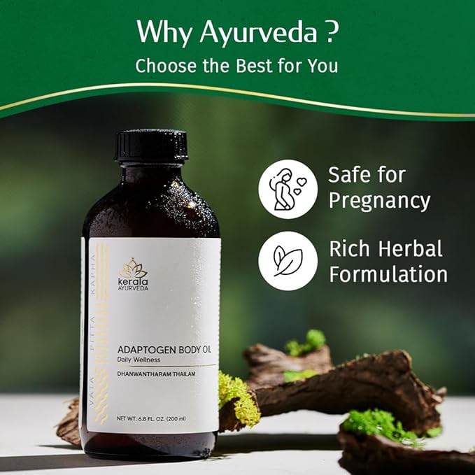 Kerala Ayurveda Dhanwantharam Thailam Ayurvedic Massage Oil (6.76 Fl Oz) | Herbal Body Oil for Daily Self-Massage | Supports Joint & Muscle Comfort | Moisturizing Adaptogen Oil for Body & Skin Care