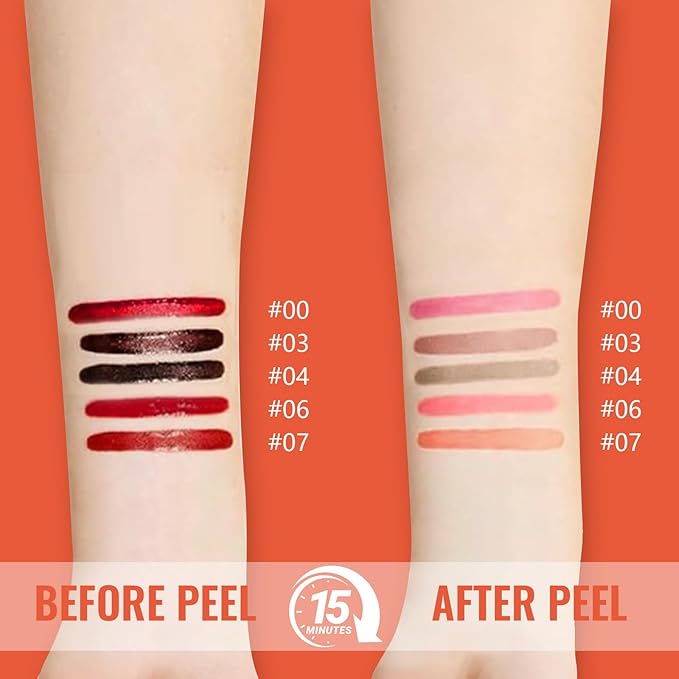 2pcs Lip Stain Peel Off - Lip Liner Stain Long Lasting Waterproof,2-in-1 Lip Liner with Tweezer Nude Matte,Non-Stick Cup,Highly Pigmented，Natural Finish,Stay On All Day,Perfect for Gift (Cocoa+Coffee)