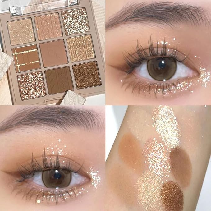 Kayswang 9 Colors Glitter Eyeshadow Makeup Palette, Eye Shadow Powder，Matte High Pigmented Colorful,Creamy Texture, Long LastingEyeshadow Powder Cosmetics,Natural Waterproof (15#)