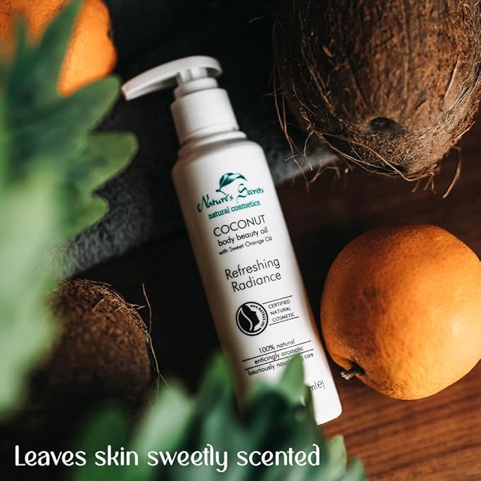 Nature's Secrets Organic Ceylon Coconut Body Oil with Orange Oil. For Dry & Extra Dry Skin. 100% Natural Certified. No Mineral Oil. Non-greasy.