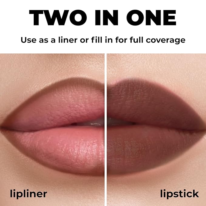 Matte Gel Lip Liner Pencil | Weightless & CreamyTexture - Sharpenable - Longwear & Waterproof - High Pigmented & Flawless Finish - Cruelty-free & Paraben-Free - 414, 1,7g/0.05oz. (Intense Brown)