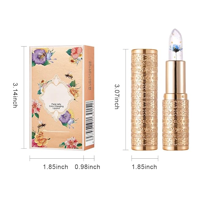 Flower Jelly Lipstick Set Temperature Change Moisturizer Long Lasting Nutritious Balm Magic Color Change Lip Gloss (Blue rose)
