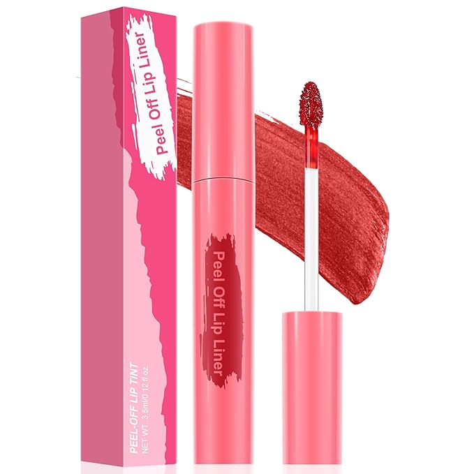 Lip Stain Peel Off - Long Wear Tattoo Lip Liner, Waterproof & Transfer-proof Peel Off Lip Stain with Matte Finish, Lip Tint For All Skin Types (Red, 1 Count(Pack of 1))