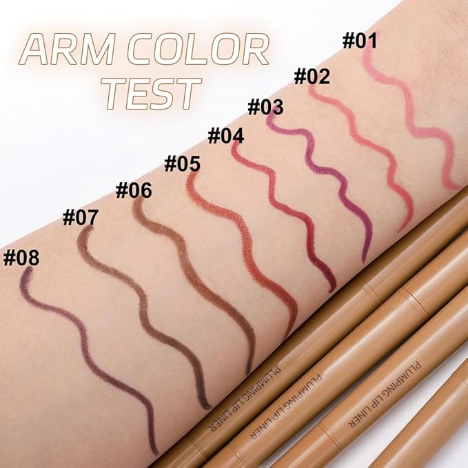Chocolate Matte Lip Liner Pencil, Plump Lip Liners Long-Lasting Creamy Formula, With Silicone Smudger for Define Contours & Sculpting Lip, Waterproof Non-Staining Crayon Lip Liner 06#