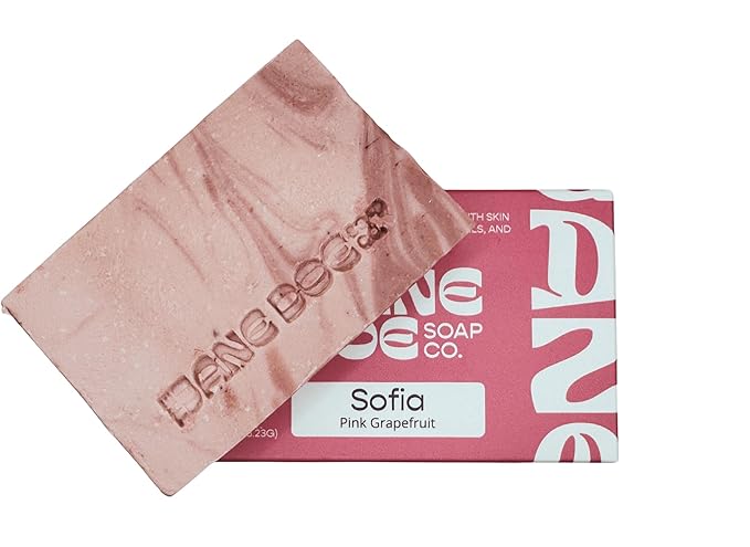 Natural Handmade Cold Process Bar Soap - Made with Olive oil, Coconut oil, Castor, Shea Butter, and Kaolin Clay-Plant Based, Vegan, Moisturizing, Hand/Body Soap! 1 Bar (Sofia Pink Grapefruit)