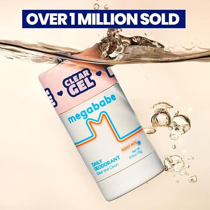 Megababe Daily Deodorant - Rosy Pits with 72 hour Odor Protection | Aluminum-Free, Clear & Clean | Fresh rose scent | 2.6 oz
