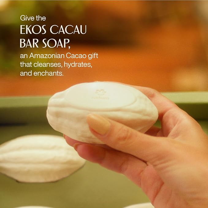 Natura - Cacau Bar Soap Set - Moisturizing Cocoa Butter Soap for Dry Skin – Rich Creamy Lather, Nourishing & Vegan Body Cleanser – Brazilian Natural Bath Soap, 4 Pack - 3.5 oz Each (100g)