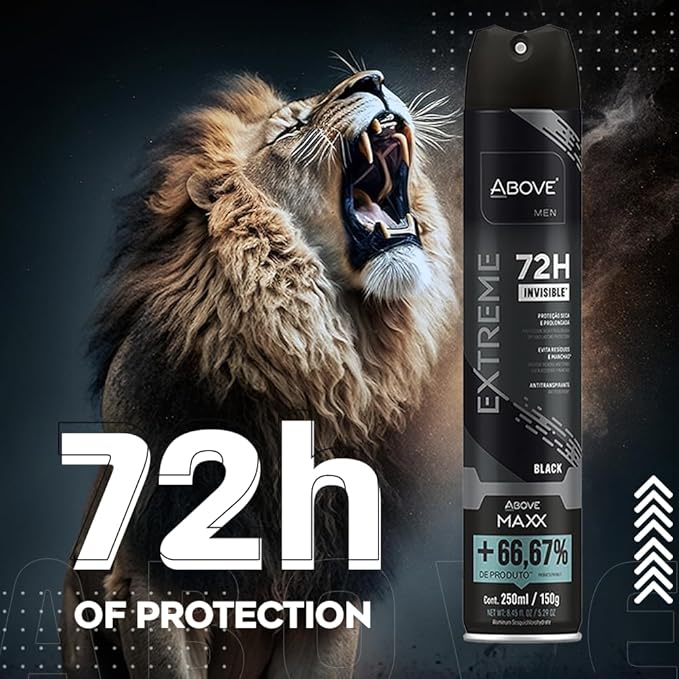 ABOVE Extreme Men Black MAXX - 72H Antiperspirant Spray Deodorant for Men 8.45 Fl Oz | Aluminum-Free | Fresh Mist, No Stain & Alcohol, Long-Lasting Men's Deodorant Spray | Lavender and Oliban