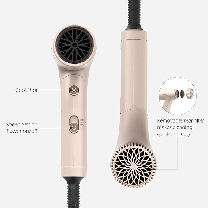 TOME 1200W Hair Dryer Travel Dual Voltage 120V/240V Foldable Blow Dryer with Diffuser Comb Nozzle Storage Bag Universal Power Adapter (Pink)