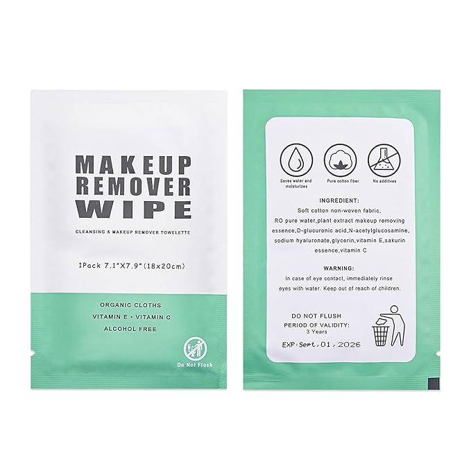 200 Individual Makeup Remover Wipes Bulk,Individually Wrapped Face Cleansing Wipes, Travel Makeup Remover Cloth for Travel Hotel Skin Care Face Cleansing