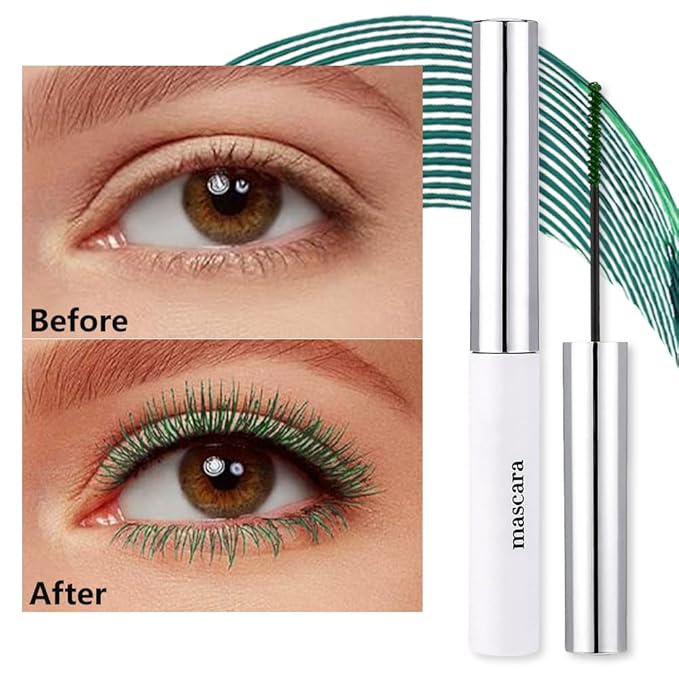 BINGBRUSH Colored Mascara for Eyelashes, Voluminous Colorful Mascara, Pink Purple Blue Green Red-Lengthening, Defining, Curling, Multiplying Formula (#04-Green-1)