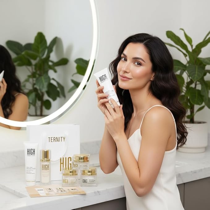 Skin Care Set (5 Pcs) Eternity by High Cosmetic Agency, Complete Anti-Aging Kit with Retinol Night Cream, Vitamin C Serum, Hydrating Cleanser, Eye Cream & Day Moisturizer with SPF 30