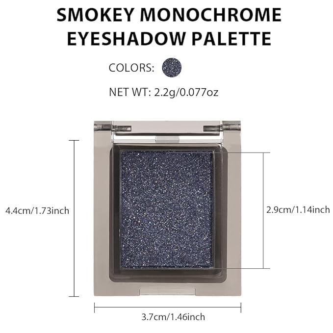 Eyeshadow Single Midnight Blue Shimmer, High-Pigment Monochrome Eye Shadow Pressed Powder, Everyday Velvety Silky Eye Makeup Looks, Professional Long-Lasting Waterproof Single Eyeshadow Palette, 04#