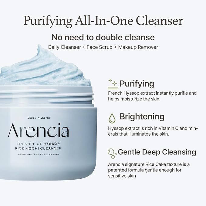 Hyssop Brightening & Deep-Cleansing Face Scrub & Exfoliator - for All Skin Types, Acne-Prone Skin & Blackheads (4.23oz)