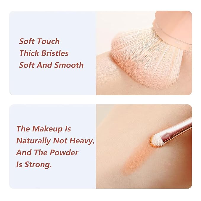 Makeup Brushes Set,8 pcs Portable Face Powder Blush Concealers Eye Travel Make up Brushes Set Small Multifunctional Cosmetic Brushes with Case (Orange)