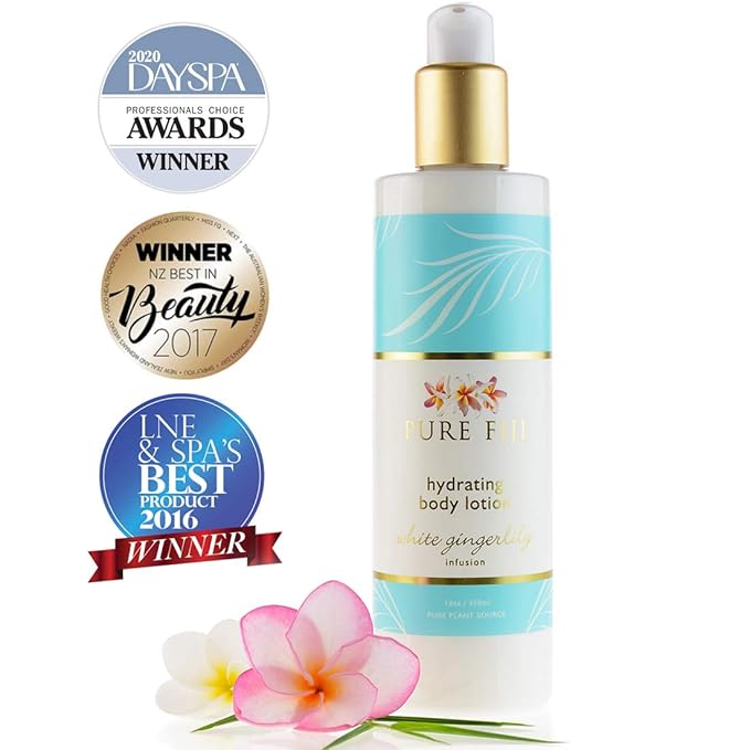 PURE FIJI Body Lotion Hydrating - Moisturizing Lotion for Dry Skin with Coconut Milk and Vitamin E, Organic Body Lotion For Women and Men, White Gingerlily Scent, 12 oz