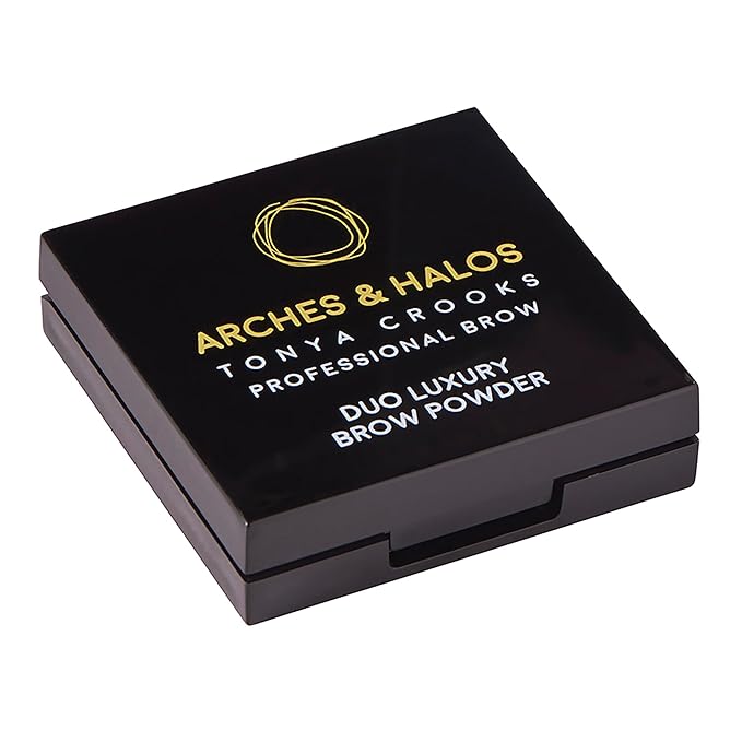Arches and Halos Duo Luxury Brow Powder - Eyebrow Shaper and Color - Powder Compact with 2 Neutral Shades - Mocha Blonde - 0.1 oz