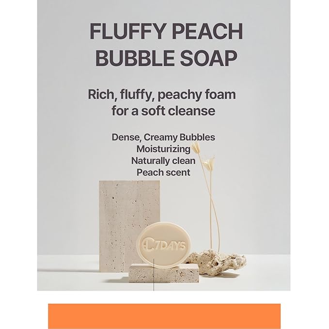 CDH7DAYS EWG VERIFIED VEGAN BAR SOAP/HANDMADE (MADE IN KOREA) Natural Body Soap Bar, Plant-Based, Handmade SOFT MILKY SOAP (Recommendation for MOTHER) (2, PEACH)