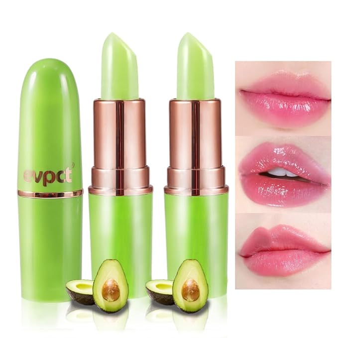 BINGBRUSH Avocado Color Changing Lipstick,Moisturizer Long Lasting Lip Care Magic Lip Gloss,Makeup Lipstick Set (2pcs Avocado Green, 2 Count (Pack of 1))