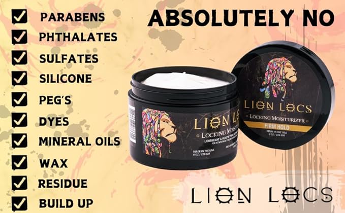 Lion Locs Hair Locking Dreads Moisturizer for Dreadlocks, Locks, Microlocs, Interlocks, Braidlocks, Braids, Fauxlocs, Twistlocks, or Sisterlocks (8oz) (Firm)