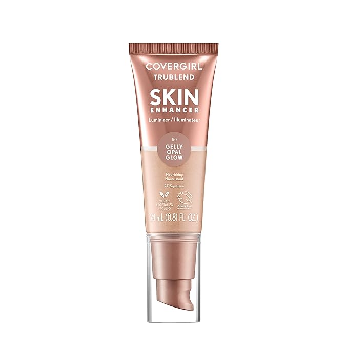 CoverGirl TruBlend Skin Enhancer, Opal Glow, Luminizer, Healthy-Looking Glow, Flexible Coverage, Clean & Vegan, Water-Based Formula, For All Skin Tones, 0.81oz