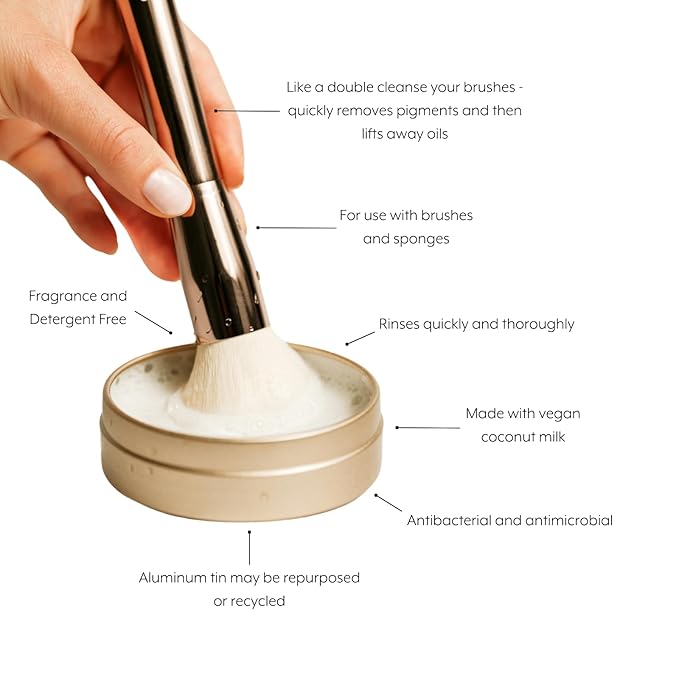 Jenny Patinkin Makeup Brush Cleaner Soap, Luxury Vegan Makeup Brush Soap, For All Brush Types – Synthetic & Natural Solid Cleansing Soap, Professional Brush Cleaning Solution, Cruelty-Free