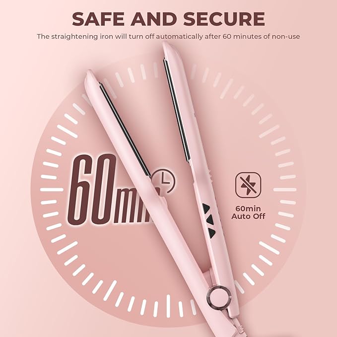 MiroPure 1.5 Inch Flat Iron, Hair Straightener with 30S Fast Heating & 60min Auto Shut-Off, Hair Straightener and Curler 2 in 1 with 3D Ceramic Floating Plates