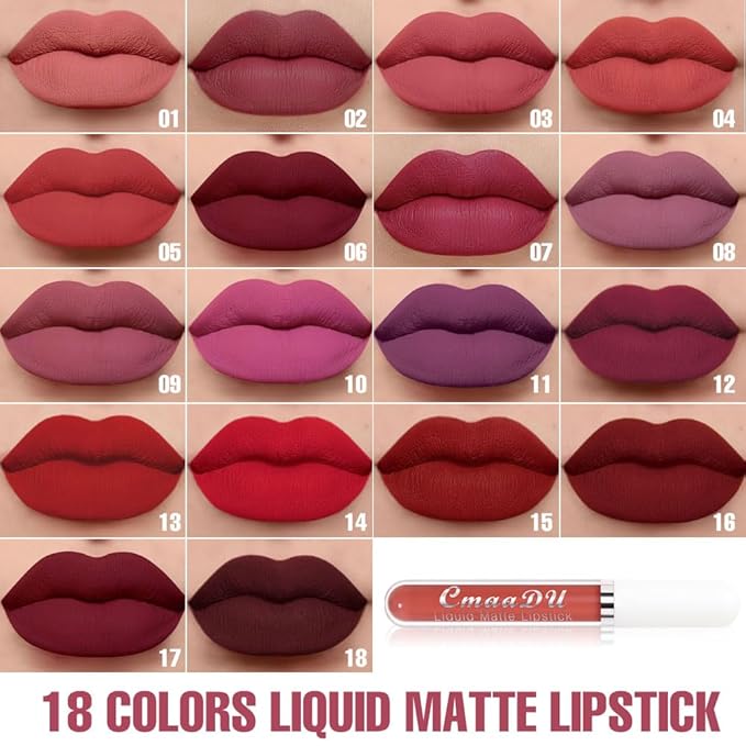 evpct 1Pcs Bright Sexy Red Liquid Matte Lipstick Lipgloss Set for Women, labiales mate 24 horas originales matte larga duracion 24 Hour Lipstick Lip Stains Long Lasting Waterproof 24, 14#