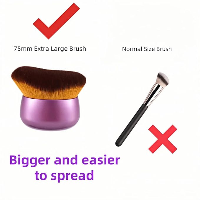 Blend & Blur 75mm Body Kabuki Brush - For Self Tanner, Body Bronzer & Foundation | Face/Back Multitool | Wet/Dry Use (Purple)