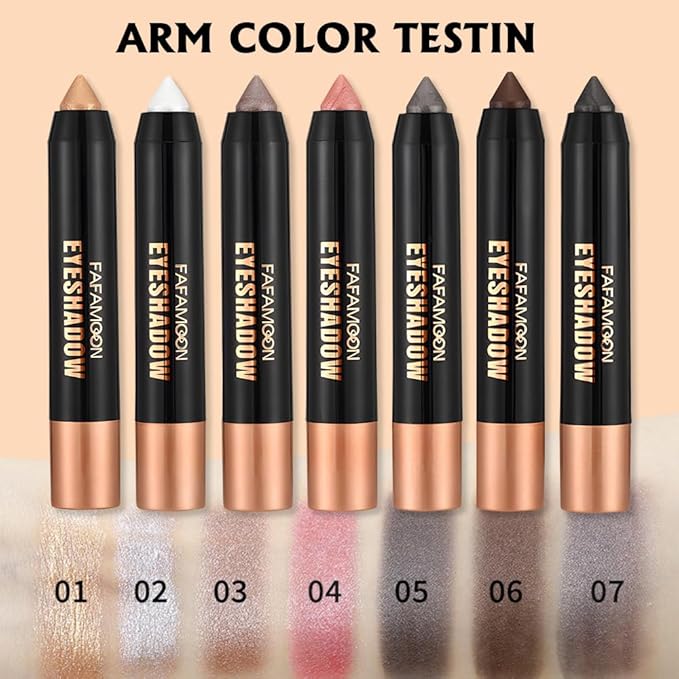 Monochrome Cream Shimmer Glitter Eyeshadow Pencil Stick for Women, Shimmer Rose Gold Eye Shadow Eyeliner Pencil Sticks Makeup, sombras para ojos, Waterproof, Vegan & Cruelty-Free, 03#