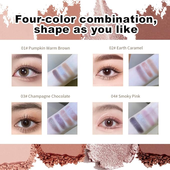 Matte Diamond Eyeshadow Palette, Shimmer Pearlescent Shades Metallic, Duo-Chrome, Glitter Sparkle and Soft Mud Textures, Natural Even Pigment for Brightening,Contouring and Multi-Look Eye Makeup-4#
