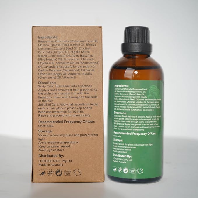 NP NATURES PHILOSOPHY Rosemary Oil for Hair Growth, Hair Growth Oil 3.38 fl oz, Anti-Hair Loss, Quickly Absorbed & Non-Greasy, Aussie Organic Hair Serum for All Hair Types, for Men and Women -100ml | For Hair Growth, Strengthens, Thickens Hair, Scalp Care