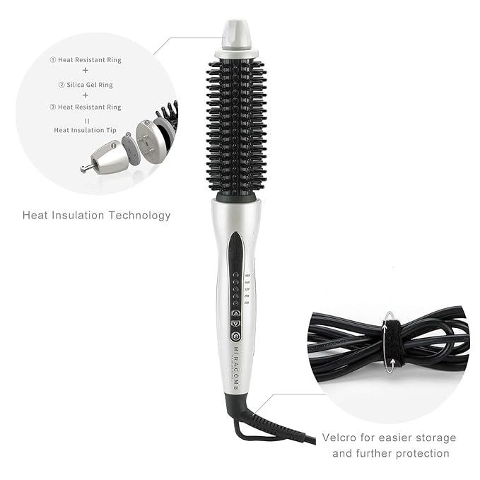 Hair Curler Straightening Brush Ceramic Tourmaline Cool Touch PRO Multi Styler with 5 Heat Adjustments 1 Inch Barrel Auto Shut Off, Pearl White (Package May Vary)