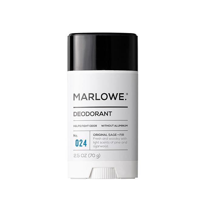 MARLOWE. No. 024 Mens Deodorant 2.5 oz, Natural Deodorant for Men, Aluminum Free Stick, Made with Coconut Oil, Shea Butter & Jojoba, Only No-Nonsense Ingredients, Sage & Fir Scent