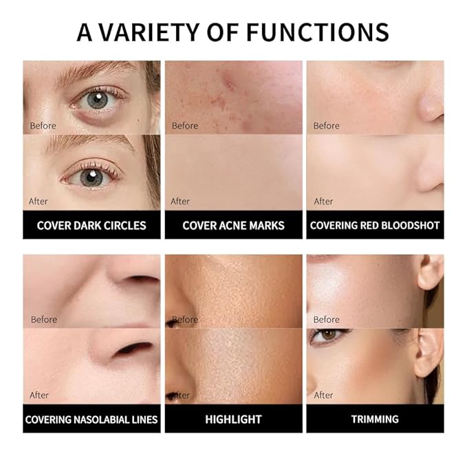 Matte Concealer Cream, Covers Under Eye Dark Circles & Blemishes, Waterproof Full-Coverage, Lightweight, Creamy Longlasting Face Eye Makeup, Light Beige