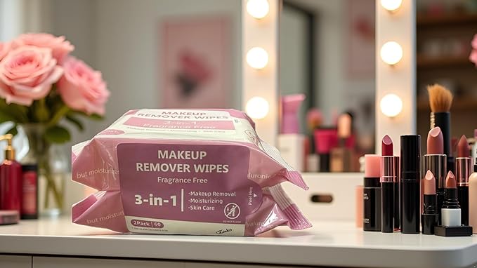 ZINKO's 3-in-1 Makeup Remover Wipes, Fragrance Free, Moisturizing with Aloe and Vitamin E