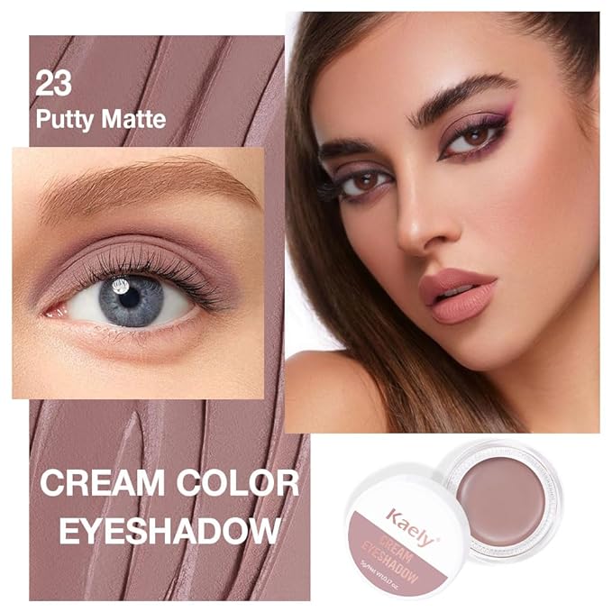Single Nude Cream Eye Shadow,Putty Matte Natural Monochrome Eyeshadow Palette,Waterproof,Long Lasting Naturing-Looking,Vegan & Cruelty-Free,23