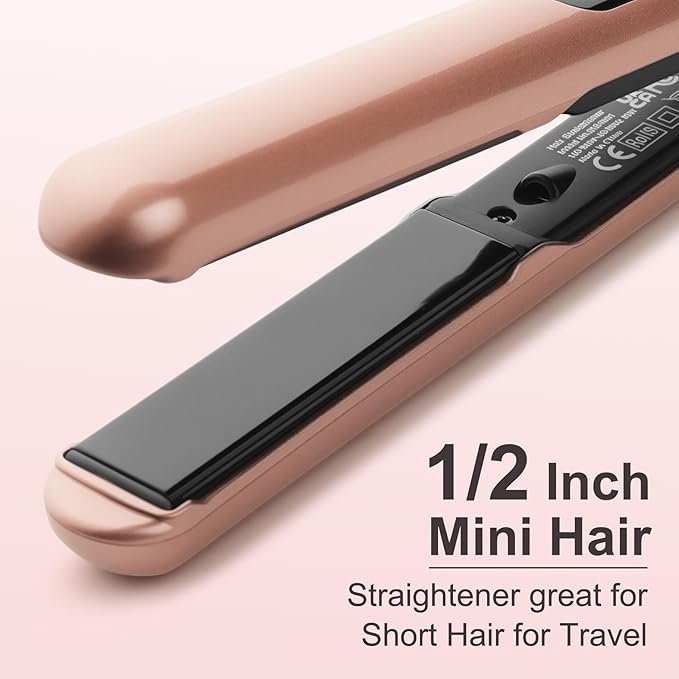 JAETON Small Flat Iron 0.7 Inch Mini Hair Straightener and Curler 2 in 1,30S Heat-up,Dual Voltage Travel Curling Iron,for Short Hair,Bangs, Pixie Cut,Beard