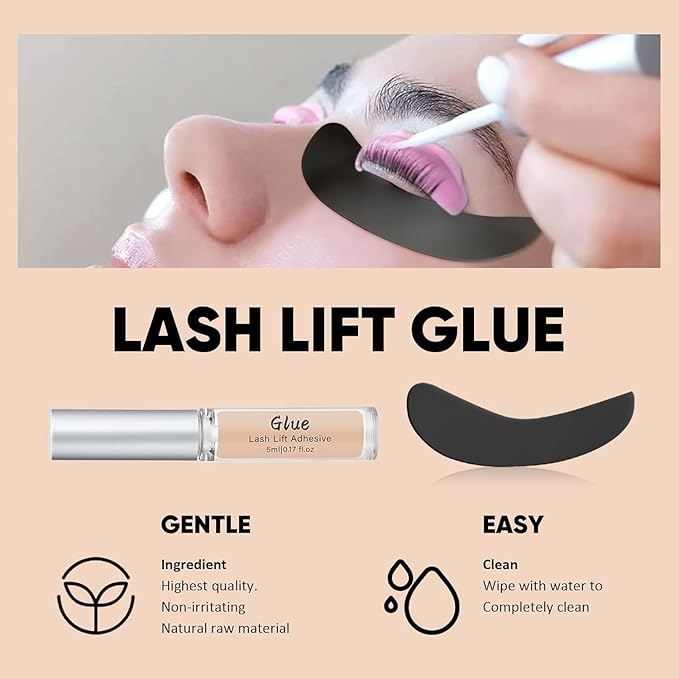 Libeauty Lash Lift and Color Kit Brow Lamination Kit with Black Color Quick Lifting Perming & Voluminous Coloring with Complete Tools DIY Eyelash Perm Use at Home & Salon Supplies