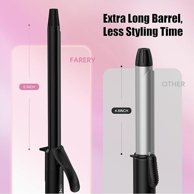 Farery Long Barrel Curling Iron 3/4 Inch, Extra Long Curling Iron for Tight Curls, Ceramic Curling Wand Infused Argan Oil & Keratin, Long Lasting, 11 Adjustable Temp, Include Clips & Silicone Pad