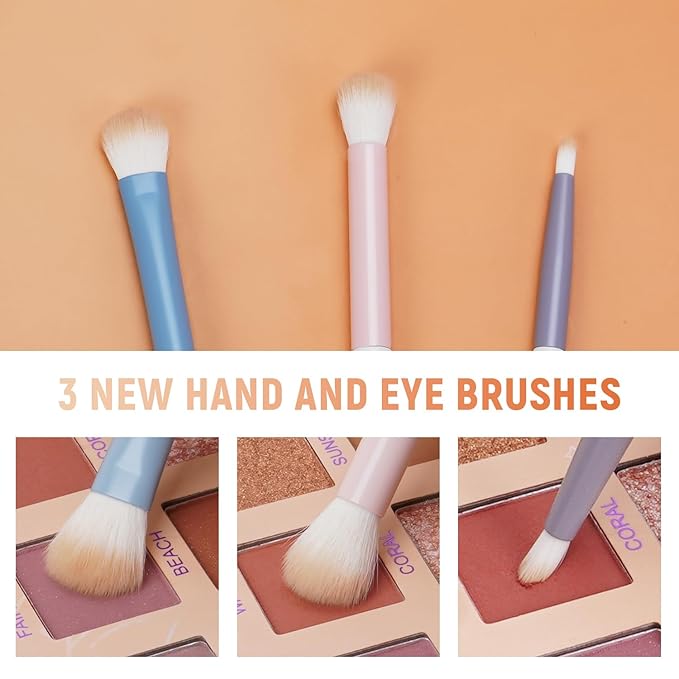 3-Piece Eye Makeup Brush Set with 20 Cotton Sticks – Soft, Dense Synthetic Bristles, Professional Eyeshadow Blending Brushes for Smooth Application – Includes Storage Pouch